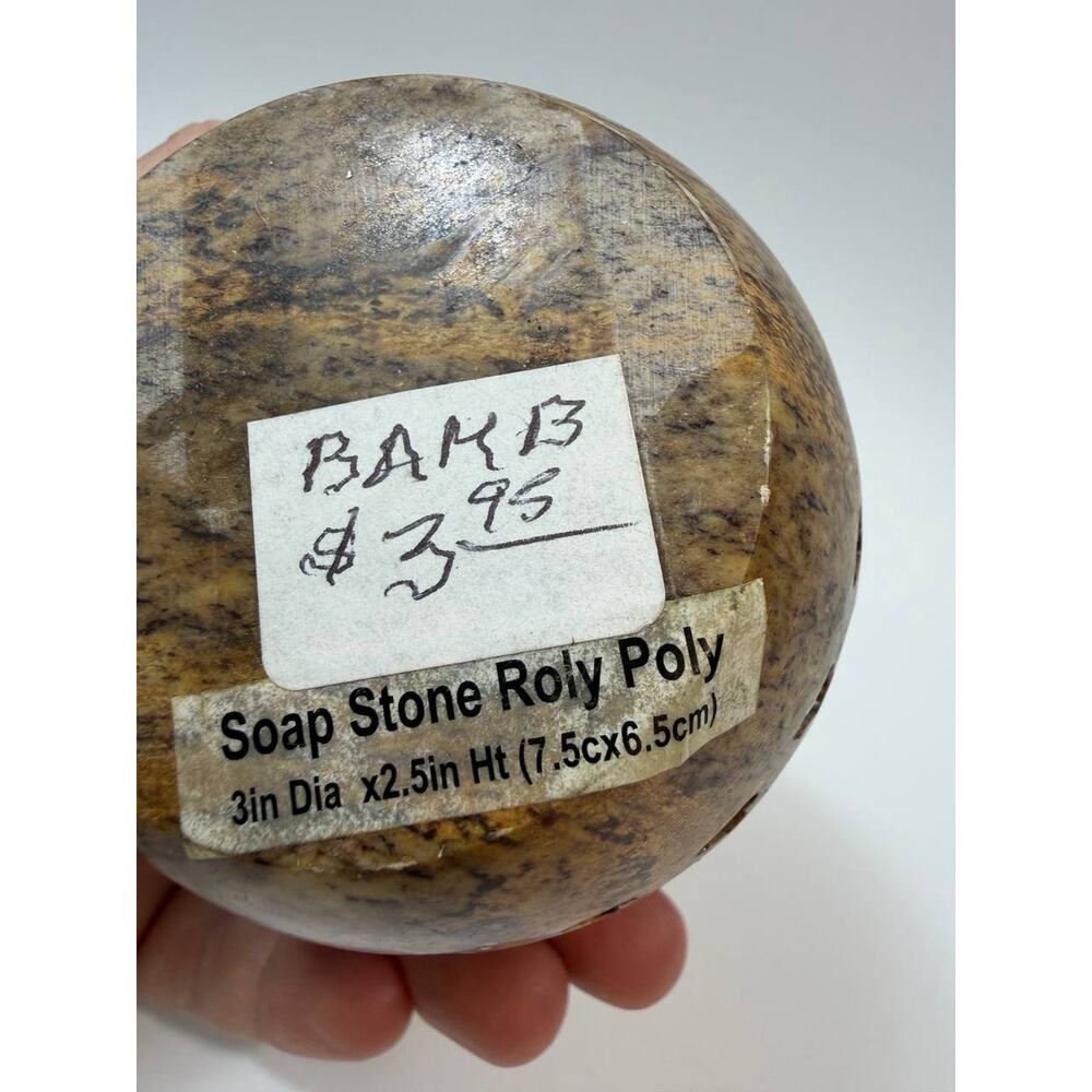 Soap Stone Tealight Candle Holder Carved Stone Roly Poly Decor - Picture 3 of 6